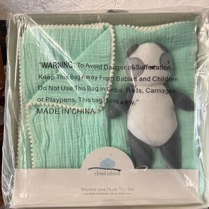 Cloud Island Mint Blanket and Panda Plush Toy Set